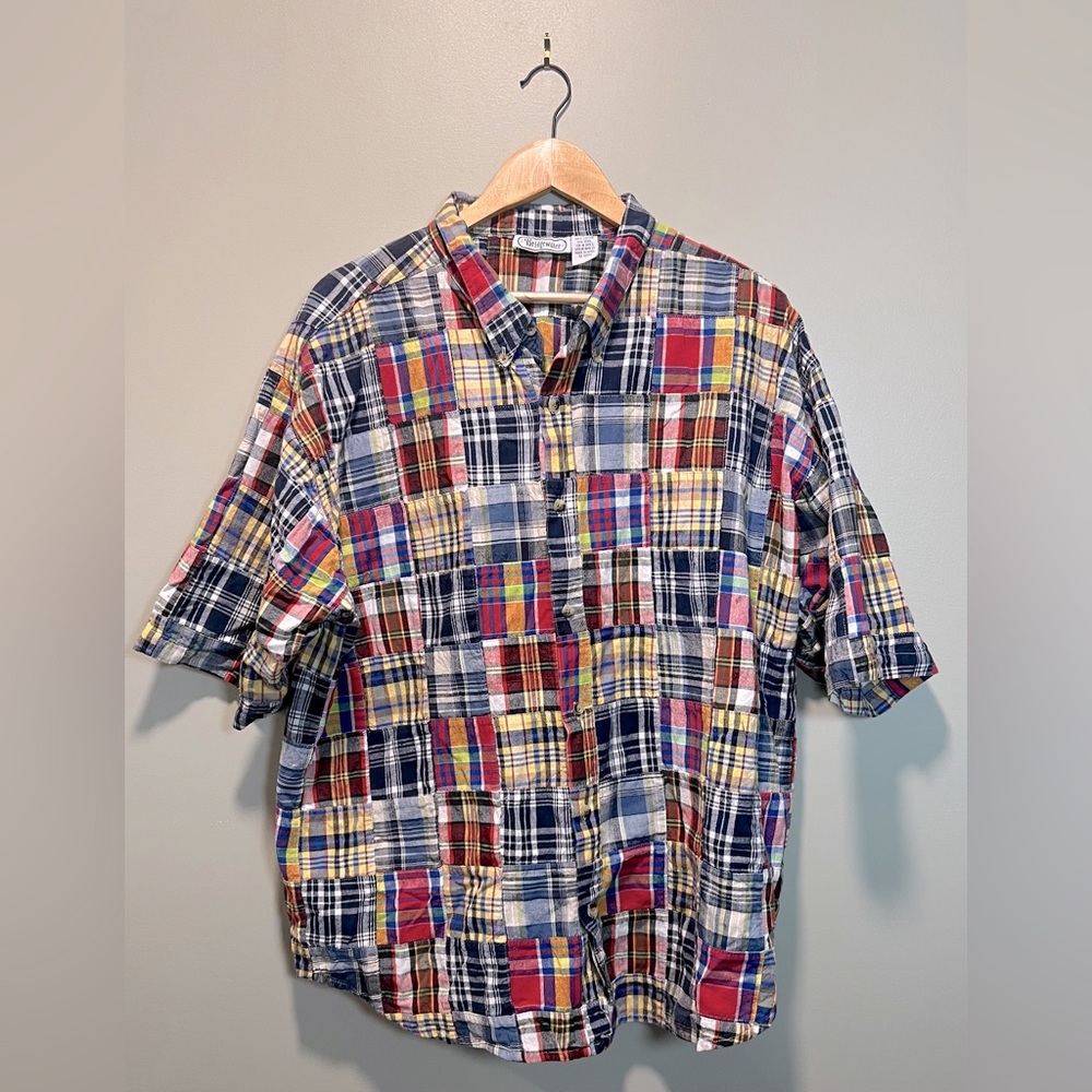 Bridgewater Men's Multicolor Patchwork Plaid Shirt
Size XXL